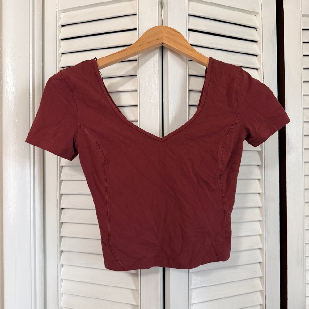 lululemon athletica Deep Red V-Neck Crop Top